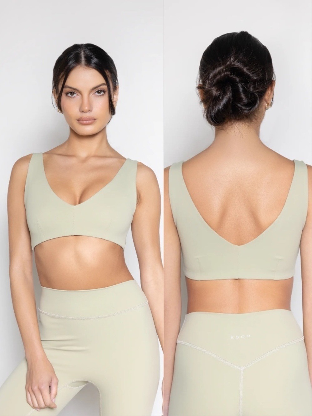ESOR Sports Bra V Neck Reversible Comfy Light Green XS